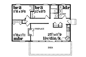 Floor Plan - Main Floor for Cabin House Plan #47-109 - 3 bed, 1 bath