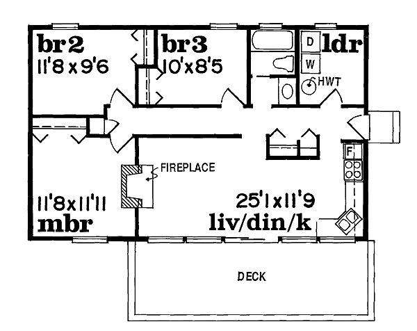 Cabin Floor Plan - Main Floor Plan #47-109