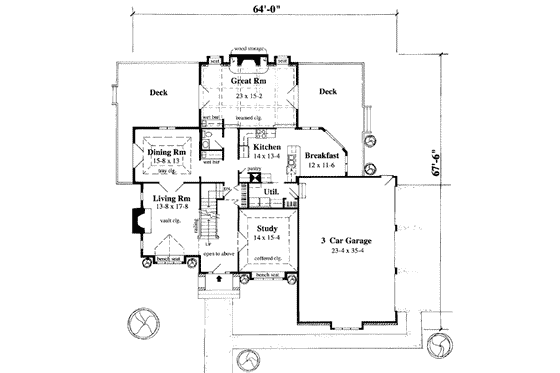 Floor Plan - Main Floor for Traditional House Plan #75-120 - 4 bed, 2.5 bath
