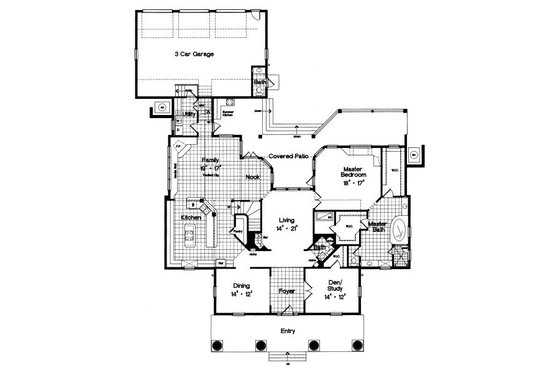 Floor Plan - Main Floor for Colonial House Plan #417-417 - 5 bed, 3.5 bath