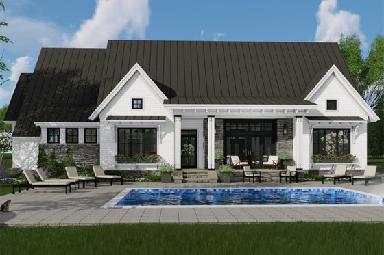 Exterior - Rear Elevation for Farmhouse House Plan #51-1138 - 3 bed, 2.5 bath