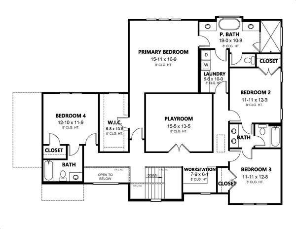 Home Plan - Traditional Floor Plan - Upper Floor Plan #1080-18