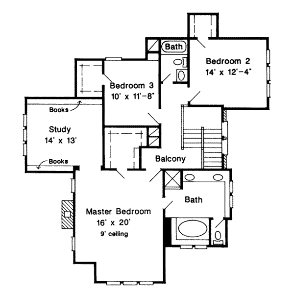 Tudor Floor Plan - Upper Floor Plan #410-213
