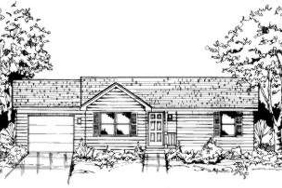 Exterior - Front Elevation for Ranch House Plan #334-110 - 2 bed, 1 bath