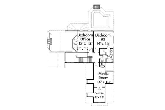 Floor Plan - Upper Floor for European House Plan #429-50 - 3 bed, 2.5 bath