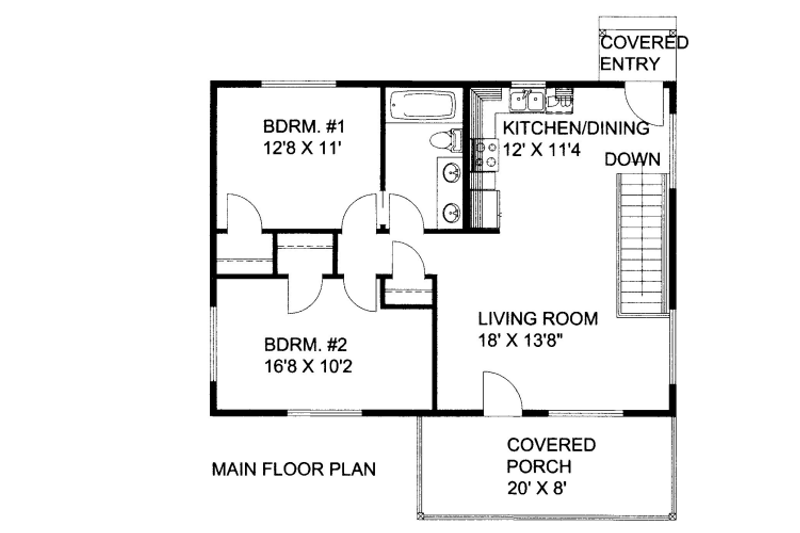 Architectural House Design - Floor Plan - Main Floor for Traditional House Plan #117-724 - 4 bed, 2 bath