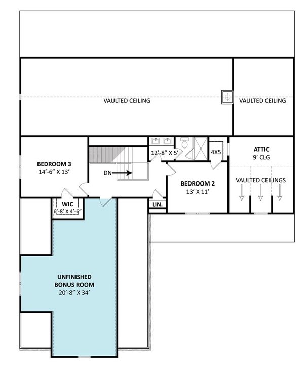 Traditional Floor Plan - Upper Floor Plan #119-438