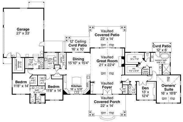 Home Plan - Ranch Floor Plan - Main Floor Plan #124-1115