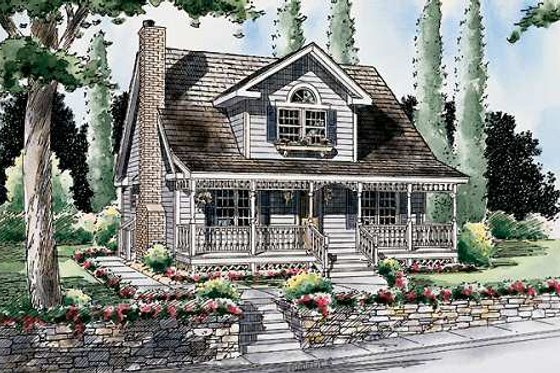 Exterior - Front Elevation for Cottage House Plan #312-554 - 3 bed, 2 bath