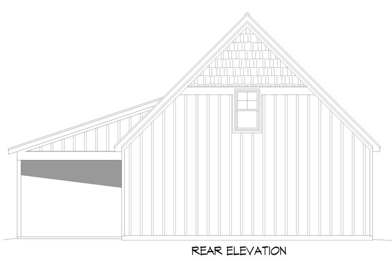 House Blueprint - Exterior - Rear Elevation for Craftsman House Plan #932-1356 - 1 bed, 1.5 bath