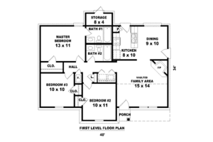 Floor Plan - Main Floor for Traditional House Plan #81-13852 - 3 bed, 2 bath