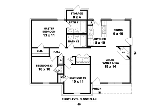 Floor Plan - Main Floor for Traditional House Plan #81-13852 - 3 bed, 2 bath