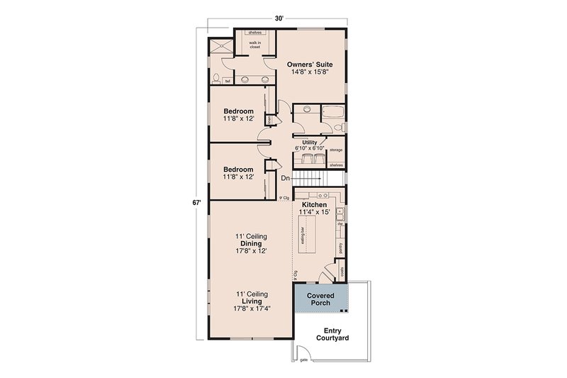 House Blueprint - Floor Plan - Main Floor for Modern House Plan #124-1426 - 3 bed, 2 bath