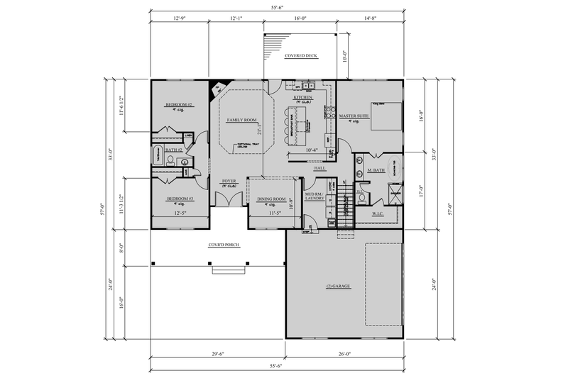 House Plan Design - Floor Plan - Main Floor for Farmhouse House Plan #123-122 - 3 bed, 2 bath