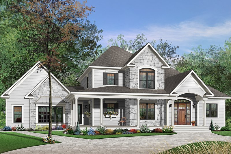 Home Plan - Exterior - Front Elevation 3 for Traditional House Plan #23-543 - 3 bed, 2.5 bath