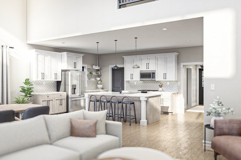 House Blueprint - Interior - Family Room 1 for Barndominium House Plan #455-625 - 3 bed, 2.5 bath