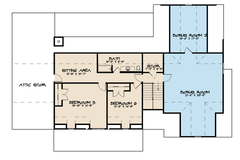 Home Plan - Floor Plan - Upper Floor for Farmhouse House Plan #923-102 - 6 bed, 4 bath