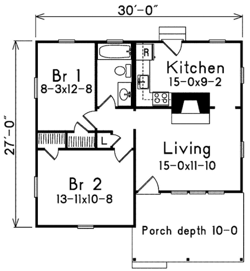 Cottage Style House Plan 2 Beds 1 Baths 733 Sq Ft Plan 57 499