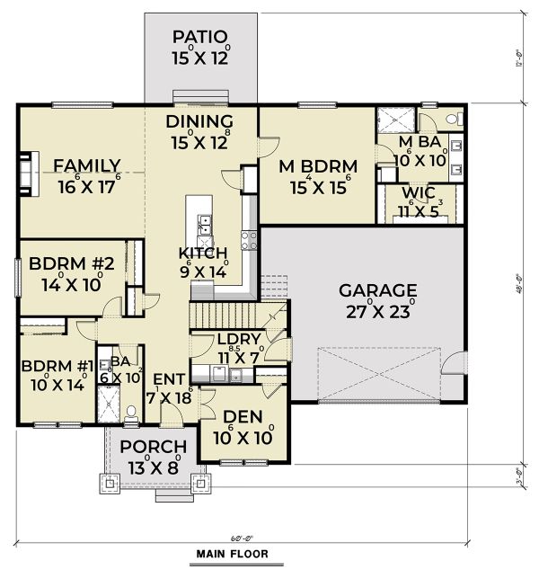 Craftsman Floor Plan - Main Floor Plan #1070-52