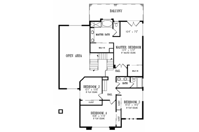 Home Plan - Floor Plan - Upper Floor for Adobe / Southwestern House Plan #1-822 - 4 bed, 3 bath