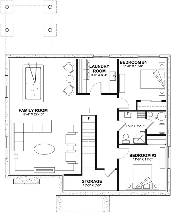 Modern Floor Plan - Lower Floor Plan #23-2762