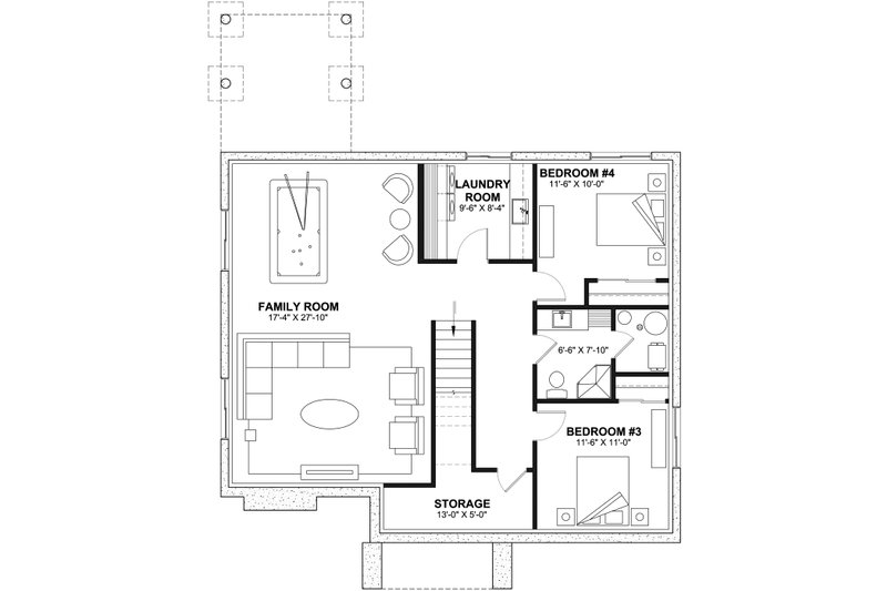 Dream House Plan - Floor Plan - Lower Floor for Modern House Plan #23-2762 - 4 bed, 2 bath