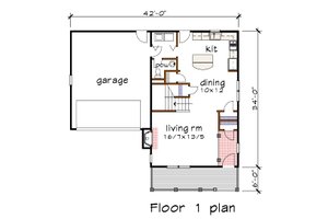 Floor Plan - Main Floor for Farmhouse House Plan #79-201 - 3 bed, 2.5 bath