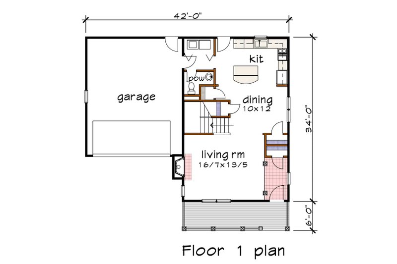 Dream House Plan - Floor Plan - Main Floor for Farmhouse House Plan #79-201 - 3 bed, 2.5 bath