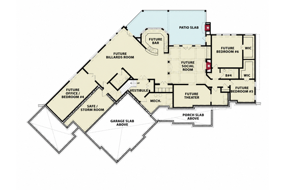 Floor Plan - Lower Floor for Craftsman House Plan #54-729 - 4 bed, 4 bath