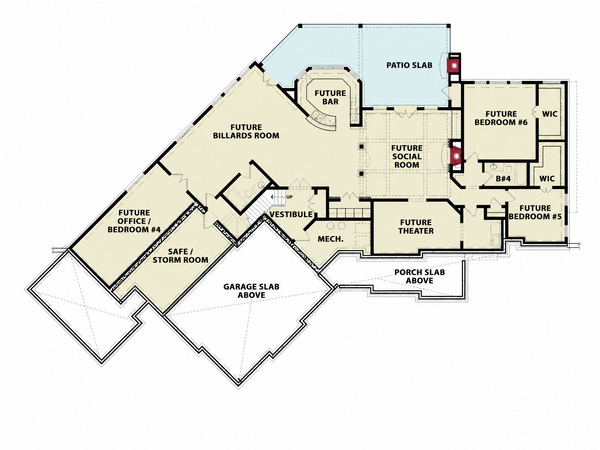 Home Plan - Floor Plan - Lower Floor for Craftsman House Plan #54-729 - 4 bed, 4 bath