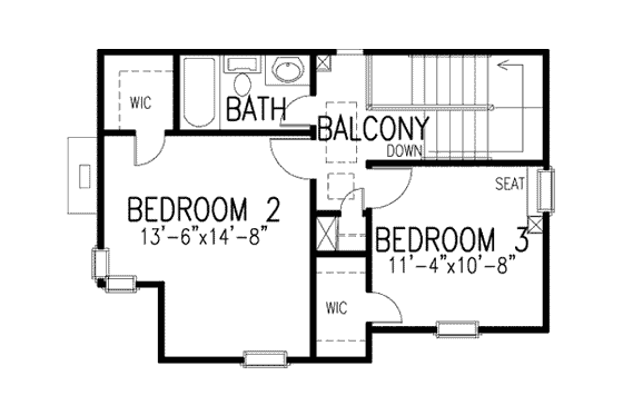 Floor Plan - Upper Floor for European House Plan #410-286 - 3 bed, 2.5 bath