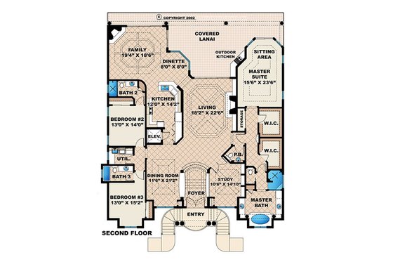 Floor Plan - Upper Floor for Beach House Plan #27-469 - 3 bed, 3.5 bath