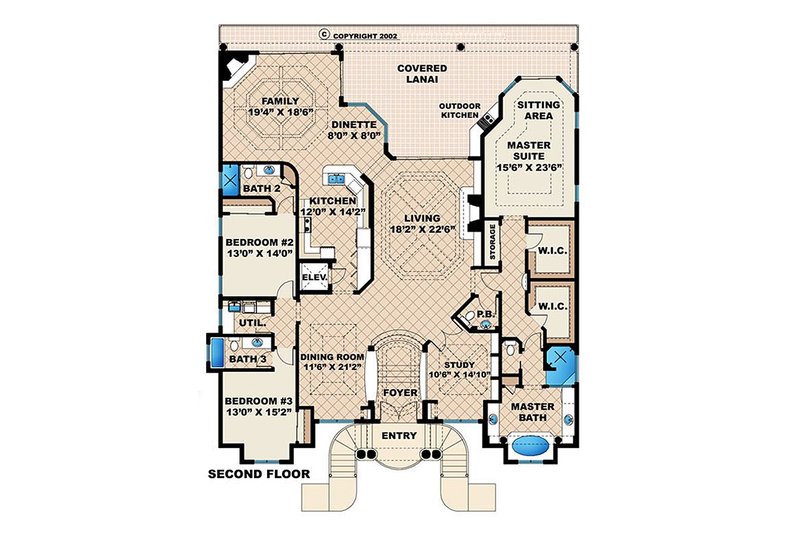 Architectural House Design - Floor Plan - Upper Floor for Beach House Plan #27-469 - 3 bed, 3.5 bath
