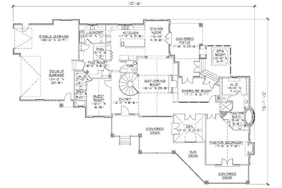 Floor Plan - Main Floor for Craftsman House Plan #5-330 - 5 bed, 4 bath