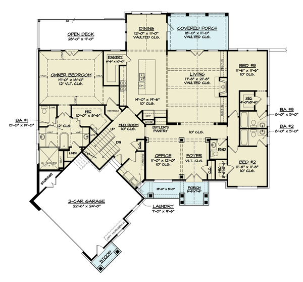 Craftsman Floor Plan - Main Floor Plan #119-452