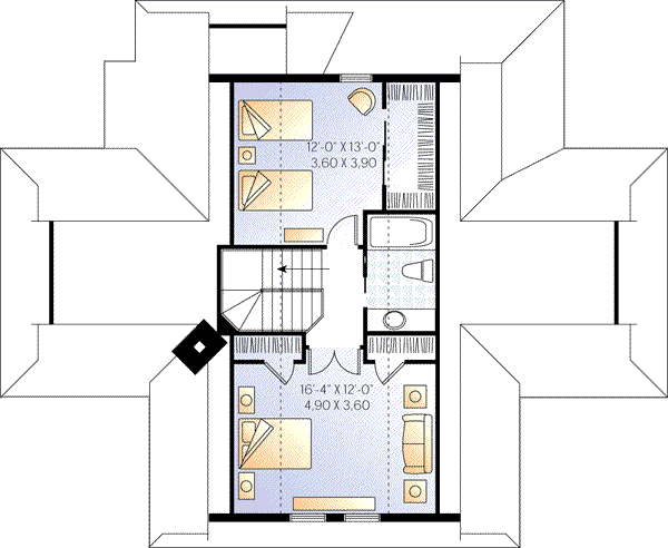 Traditional Floor Plan - Upper Floor Plan #23-385