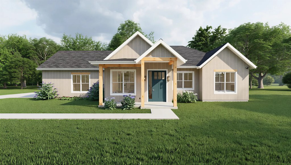Exterior - Front Elevation 2 for Farmhouse House Plan #1127-23 - 3 bed, 2 bath
