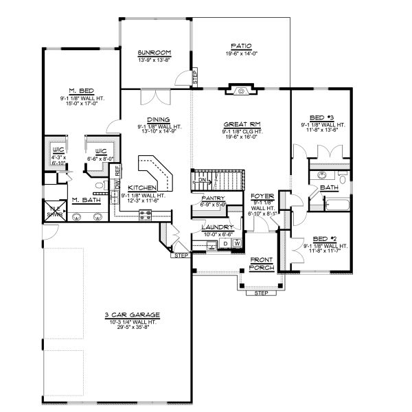 House Blueprint - Ranch Floor Plan - Main Floor Plan #1064-28