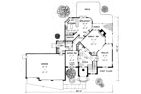 Floor Plan - Main Floor for European House Plan #312-326 - 3 bed, 3.5 bath