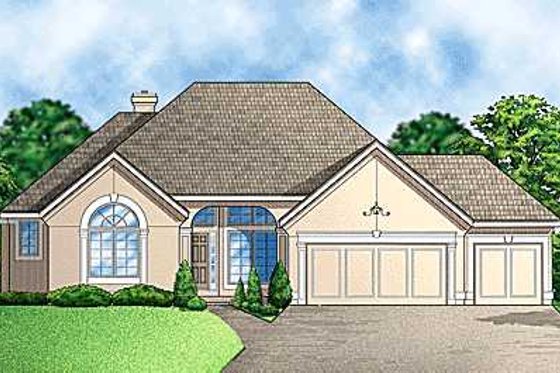 Exterior - Front Elevation for European House Plan #67-250 - 3 bed, 3 bath