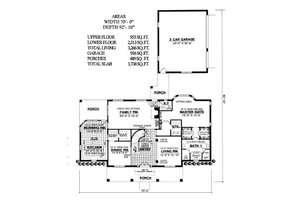 Floor Plan - Main Floor for Colonial House Plan #40-244 - 4 bed, 3.5 bath
