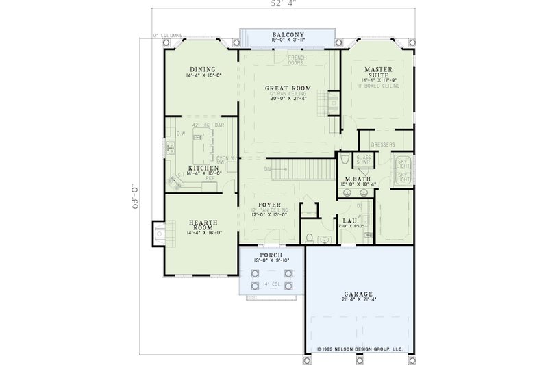 House Blueprint - Floor Plan - Main Floor for European House Plan #17-1019 - 3 bed, 2.5 bath