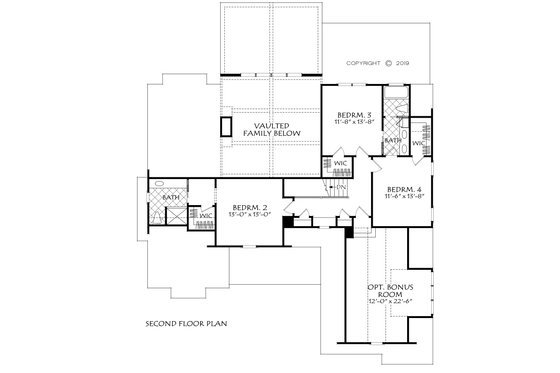 Floor Plan - Upper Floor for Farmhouse House Plan #927-1000 - 4 bed, 3.5 bath