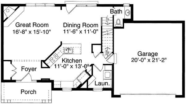 Architectural House Design - Colonial Floor Plan - Main Floor Plan #46-125