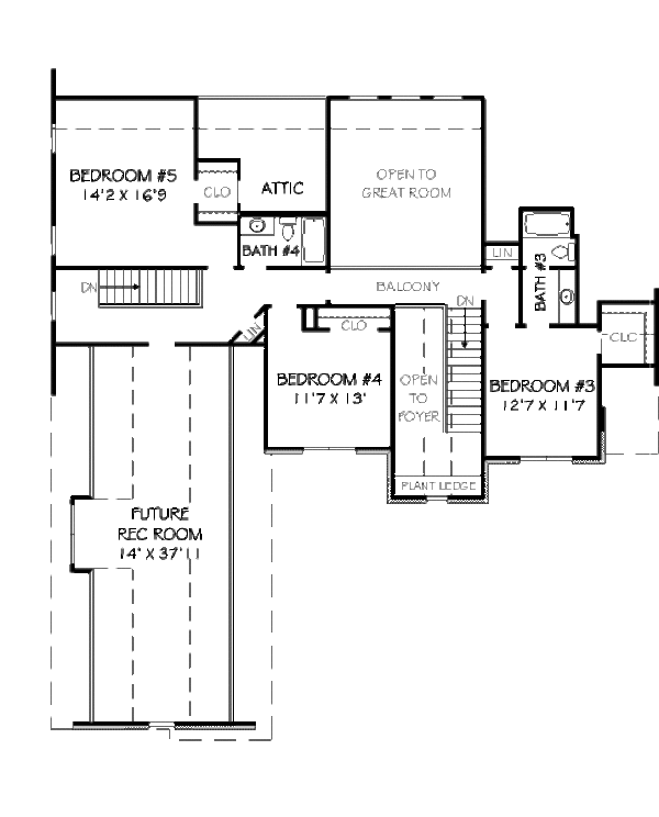 Traditional Floor Plan - Upper Floor Plan #424-17