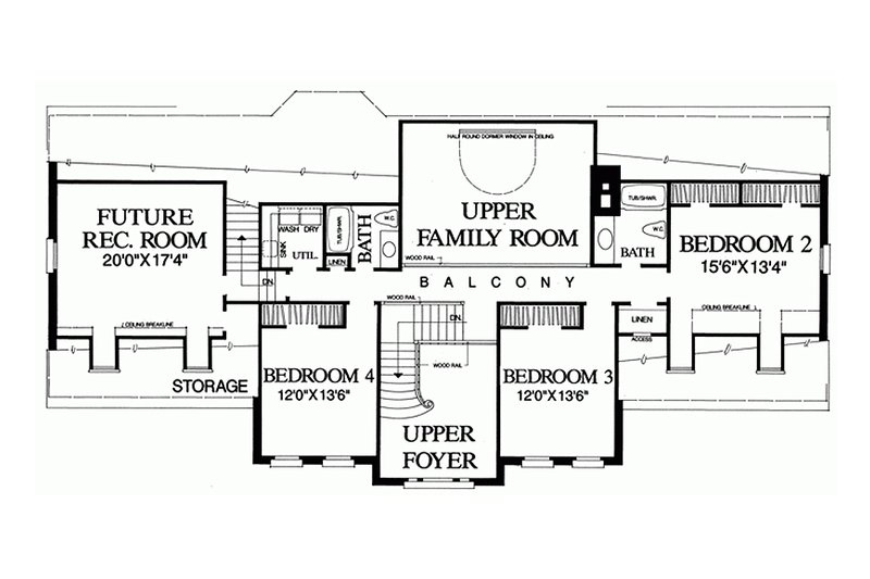 Home Plan - Floor Plan - Upper Floor for Southern House Plan #137-192 - 4 bed, 3 bath