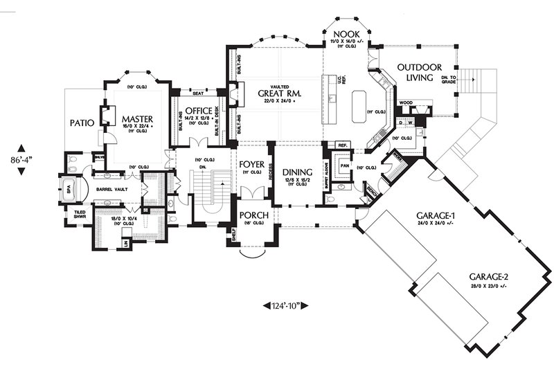 Architectural House Design - Floor Plan - Main Floor for European House Plan #48-654 - 4 bed, 4.5 bath