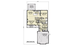 Floor Plan - Main Floor for Farmhouse House Plan #1070-162 - 3 bed, 2.5 bath