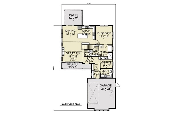 Architectural House Design - Farmhouse Floor Plan - Main Floor Plan #1070-162