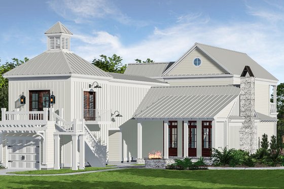 Exterior - Rear Elevation for Beach House Plan #1081-44 - 3 bed, 3.5 bath